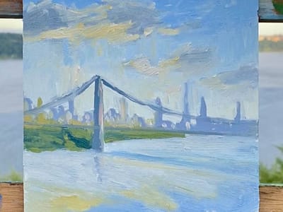 Plein air painting of the George Washington bridge by Gail Kelly