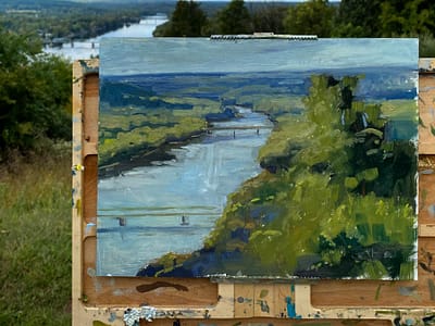plein air painting of New Hope Pennsylvania by Gail Kelly
