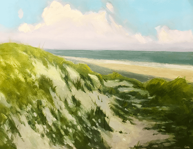 an original painting inspired by the dunes at island beach state park in New Jersey by Gail Kelly art