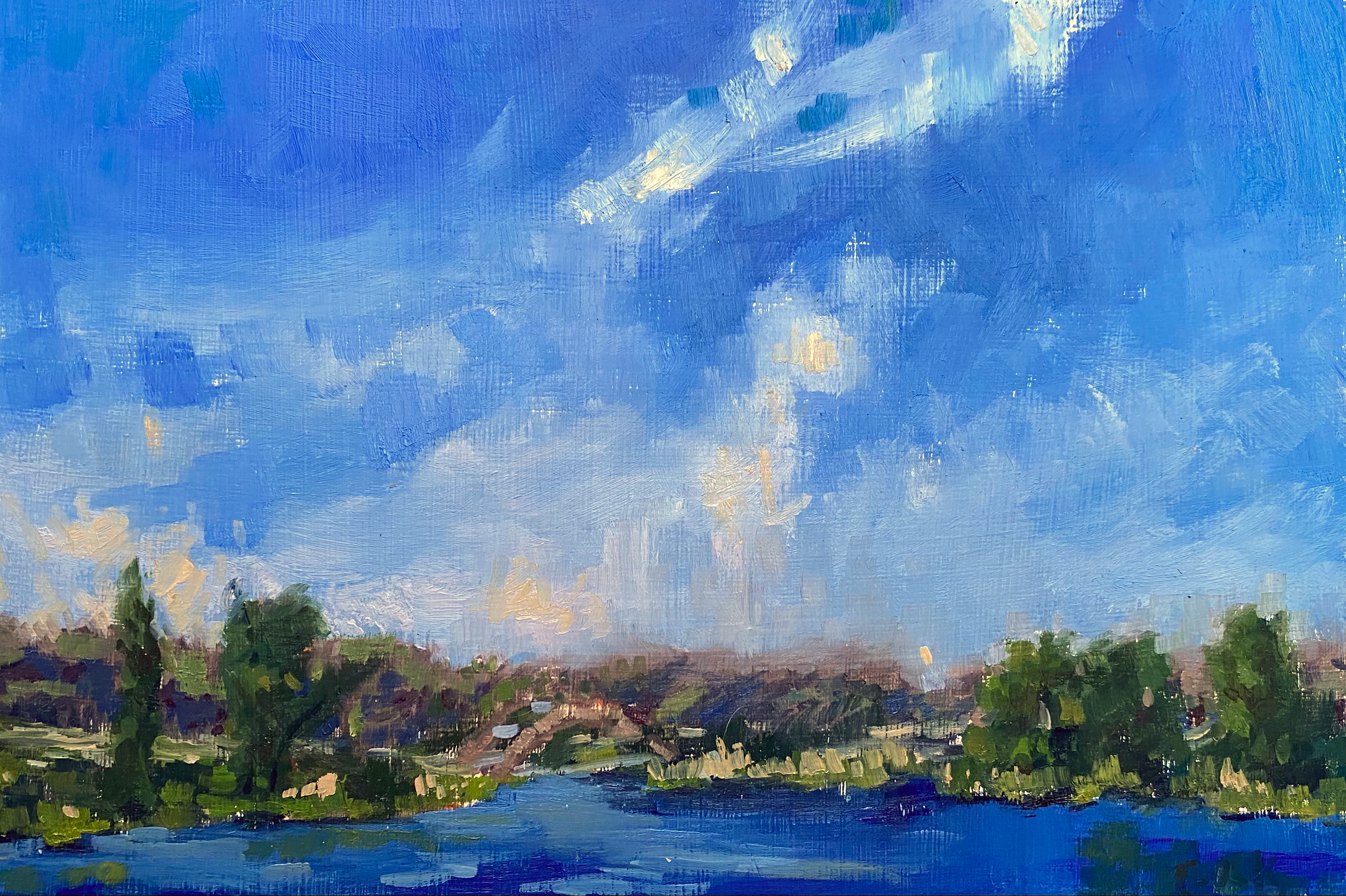 A painting of a clear sunny day in Northern New Jersey by Gail Kelly art